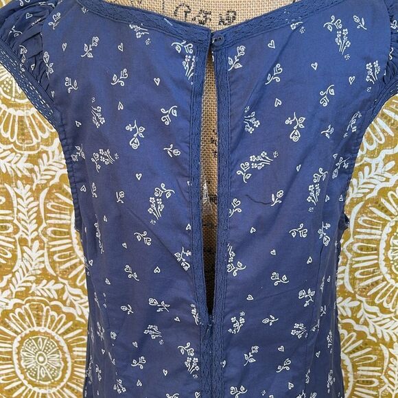 NWOT Free People Beasley Floral Drop Waist Babydoll Mini Dress Navy Combo Sz XL - Picture 13 of 15
